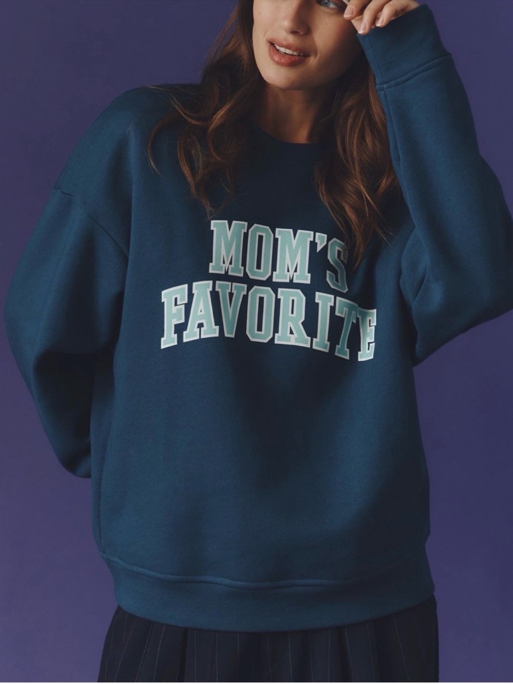 Favorite Daughter Anthropologie Mom’s Favorite Crewneck Sweatshirt Teal S NWT